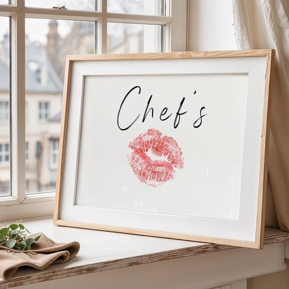 Chefs Kiss Print70S Style Kitchen PrintRetro Kitchen ArtworkCompliments From The Chef Maximalist Restaurant PosterLandscapeCookLips Wall Art Modern Wall Decor