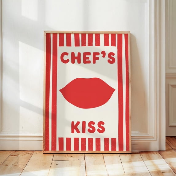 Chefs Kiss Wall Art Print, Retro Kitchen Typography For Cooking And ...