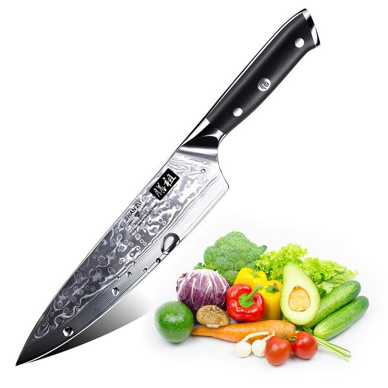  SHAN ZU Chef Knife 8 Inch Japanese Steel Damascus Kitchen Knife,  Professional Kitchen Knives Sharp High Carbon Super Steel Kitchen Utility  Knife: Home & Kitchen