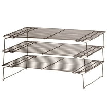 Chefs Pride 3-Piece Cooling Rack Set, Made of 100% Nonstick Metal, Foldable Legs, Kitchen Storage – Set of 3, Each Measures 15 3/4" Long x 10" Wide x 3" High, By Chef's PrideTM