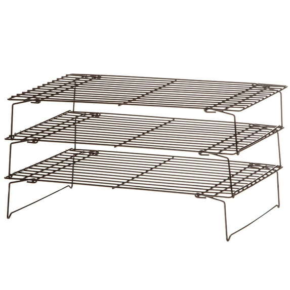 Chefs Pride 3-Piece Cooling Rack Set, Made of 100% Nonstick Metal, Foldable Legs, Kitchen Storage – Set of 3, Each Measures 15 3/4" Long x 10" Wide x 3" High, By Chef's Pride