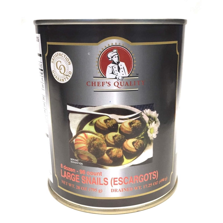 Chef's Quality, Escargots Large Snails, 28 Oz, 8 Dozen/96 Count