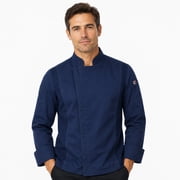ChefsCloset Mens Long Sleeve William Fitted Cut Chef Coat, Navy, Size XL