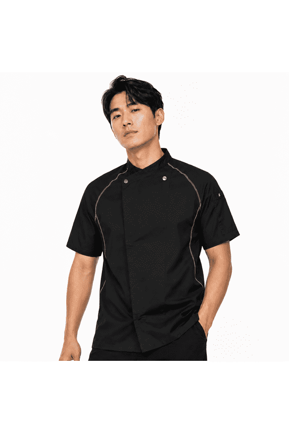 Men's Short Sleeve Clinton Chef Coat, Black, Size 2XL