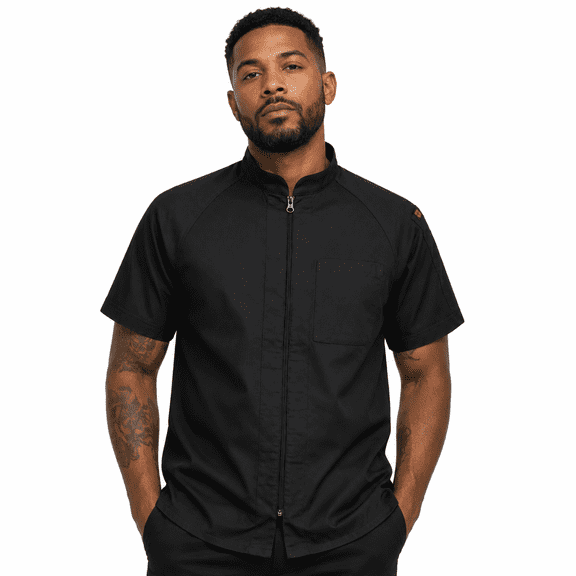 ChefsCloset Men's Short Sleeve Seneca Chef Coat, Black, Size XS