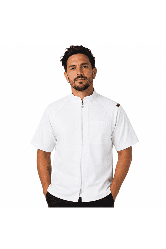 Men's Short Sleeve Seneca Chef Coat, White, Size S