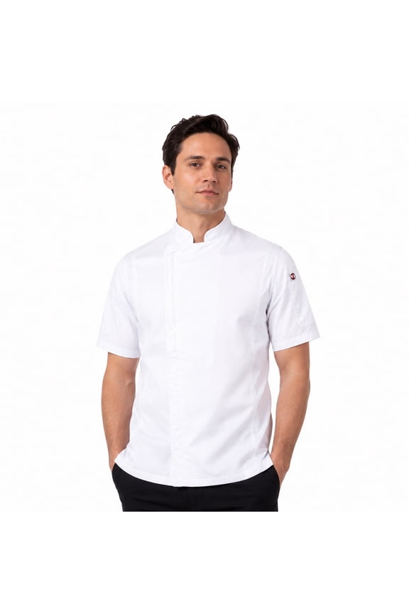 Men's Short Sleeve William Fitted Cut Chef Coat, White, Size L