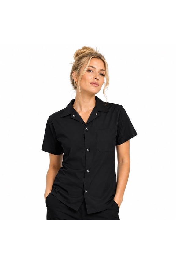 Snap Front Utility Shirt, Black, Size 3XL