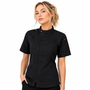 ChefsCloset Womens Short Sleeve Harlem Chef Coat, Black, Size 2XL