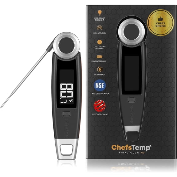 ChefsTemp Finaltouch X10 Digital Instant Read Meat Thermometer for Grilling, Food, BBQ, Kitchen Cooking, Oil Deep Frying & Candy(Charcoal Gray)