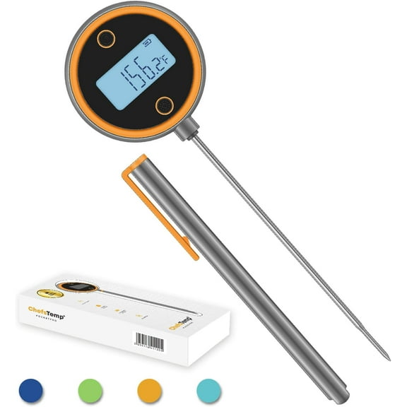 ChefsTemp Pocket Pro Instant Read Meat Thermometer for Grilling, Food, BBQ, Kitchen Cooking, Oil Deep Frying & Candy (Iced Mango)