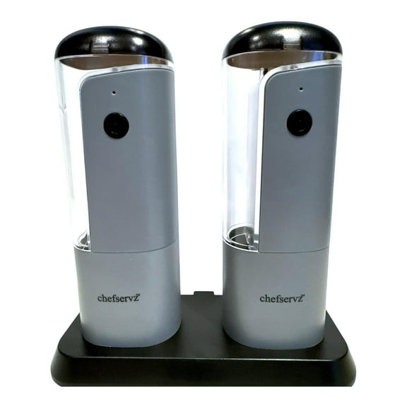Chefservz Compact 80 oz Electric Salt and Pepper Mill with One-Touch, Type-C and Dual Charging Base