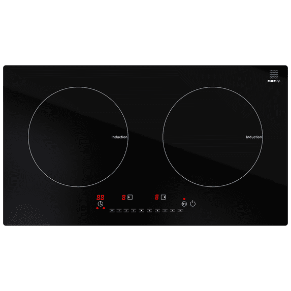 Cheftop Induction 2 Burner Cooktop - Portable 120V Digital Ceramic 2 Burner Electric Cooktop w Kids Safety Lock 1800 Watt, Touch Sensor Control, Multiple Controls Cooking Zones & Power Levels