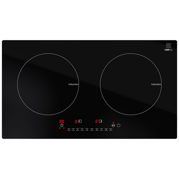 Cheftop Induction 2 Burner Cooktop - Portable 120V Digital Ceramic 2 Burner Electric Cooktop w Kids Safety Lock 1800 Watt, Touch Sensor Control, Multiple Controls Cooking Zones & Power Levels