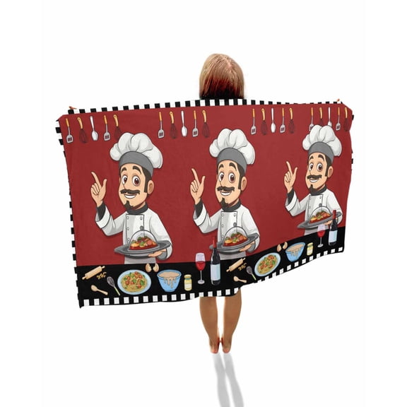 Cheg Red Beach Towels Oversized Super Absorbent, Black White Check Buffalo Plaid Grid Lattice Lightweight Bath Towel Quick Dry Sets For Bathroom/Pool/Rv Camping/Beach Play/Gym Room/Picnic 23"x47"