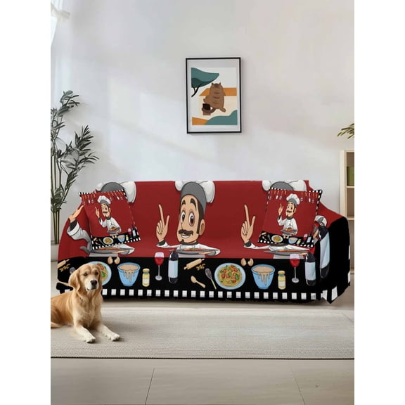 Cheg Red Couch Cover, Black White Check Buffalo Plaid Grid Lattice Oversized Sofa Cover Blanket for 3 Cushion Couch, Sectional Sofa Slipcover Furniture Protector for Living Room Bedroom 71''x150''