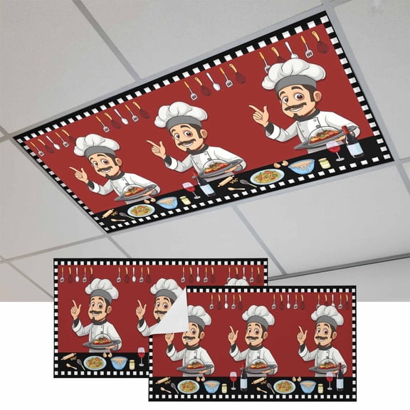 Cheg Red Fluorescent Light Covers, Black White Check Buffalo Plaid Grid Lattice Magnetic Light Covers for Ceiling Lights, Fluorescent Ceiling Shade Filters for Classroom Bedroom Office 4x2Ft x 2PCS