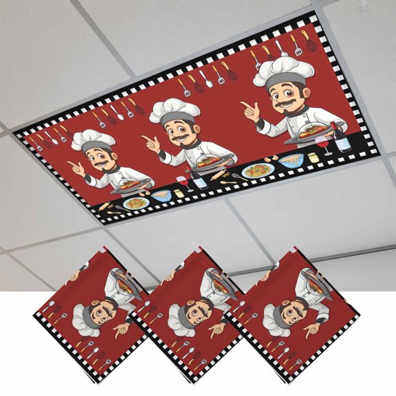 Cheg Red Fluorescent Light Covers, Black White Check Buffalo Plaid Grid Lattice Magnetic Light Covers for Ceiling Lights, Fluorescent Ceiling Shade Filters for Classroom Bedroom Office 4x2Ft x 3PCS