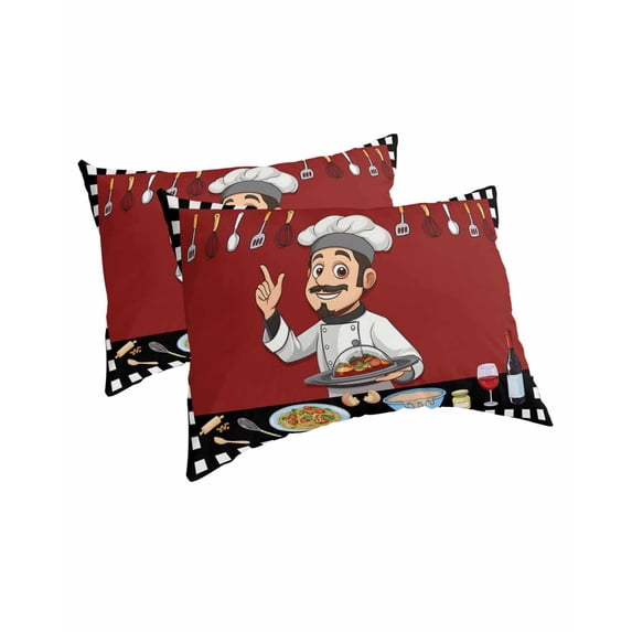Cheg Red Pillow Covers Standard Size 2 Pack, Black White Check Buffalo Plaid Grid Lattice Soft Bed Throw Pillowcases Breathable Cooling Long Lumbar Body Pillow Sham Cover for Bed Sofa 20''x26''