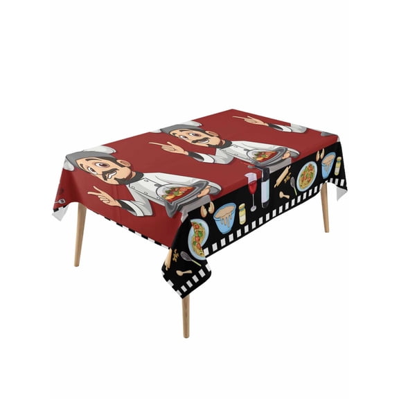 Cheg Red Table Cloth, Black White Check Buffalo Plaid Grid Lattice Waterproof Tablecloth for Rectangle Tables, Reusable Washable Fabric Table Cover for Restaurant Kitchen Dining Tables 60"x120"