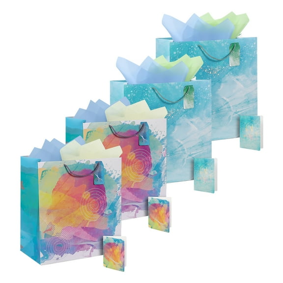 Cheinxy 16.9" Extra Large Gift Bags 4 Pack,Thickened Gift bag with Handles,Tissue Paper and Greeting Cards,Suitable for Birthday, Wedding, Baby Shower, Christmas & New Year Gifts