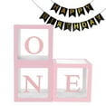 thumbnail image 1 of Cheinxy 1st Birthday 'ONE' Decorations Boxes for Boys Girls - Clear Cube Blocks 'ONE' Letters for Cake Smash Photoshoot Props & Backdrop(Pink), 1 of 7