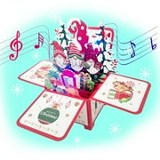 Cheinxy Large Pop Up Christmas Cards with Blowable Lights and Music,Delicate & Funny Merry Christmas Cards 3D Greeting Cards Special Xmas Gifts for Kids and Teens