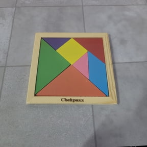 Chekpaxx Manipulative puzzles made of wood, Classic 7-Piece Tangram Set