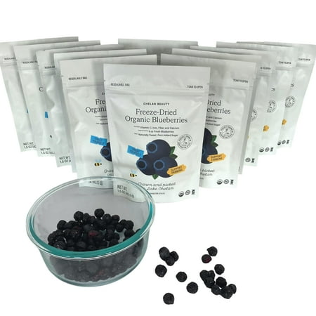 Chelan Ranch Organics Premium Freeze-Dried Organic Blueberries, Non-GMO & Vegan, 1.5 Ounce Bag (12-Pack)