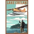 thumbnail image 1 of Chelan, Washington, Lake Chelan, Float Plane and Fisherman (36x54 Giclee Gallery Art Print, Vivid Textured Wall Decor), 1 of 3