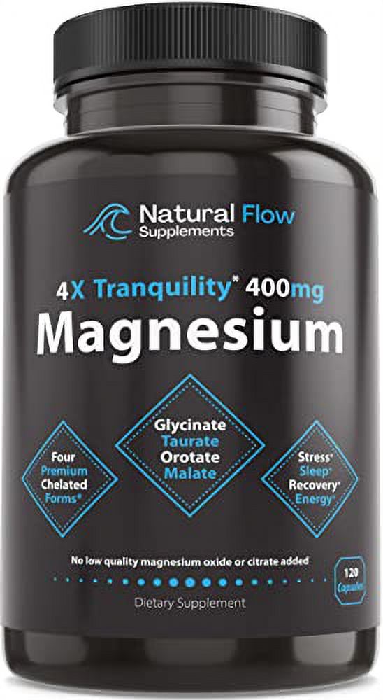 Chelated Magnesium Glycinate Complex Supplement Natural Flow Magnesium Glycinate, Taurate