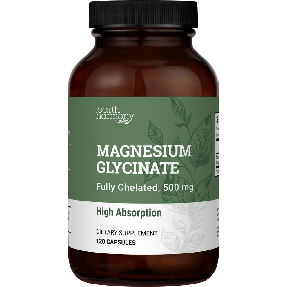 Chelated Magnesium Glycinate Powder Capsules 500 mg - Gluten-Free - 120 Capsules