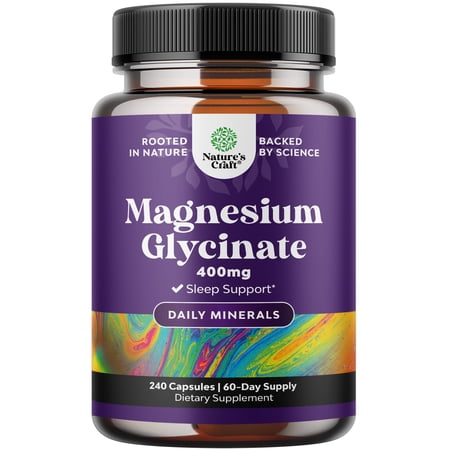 Nature’s Craft Pure Magnesium Glycinate Supplement for Relaxation and Sleep Support, 240 Capsules