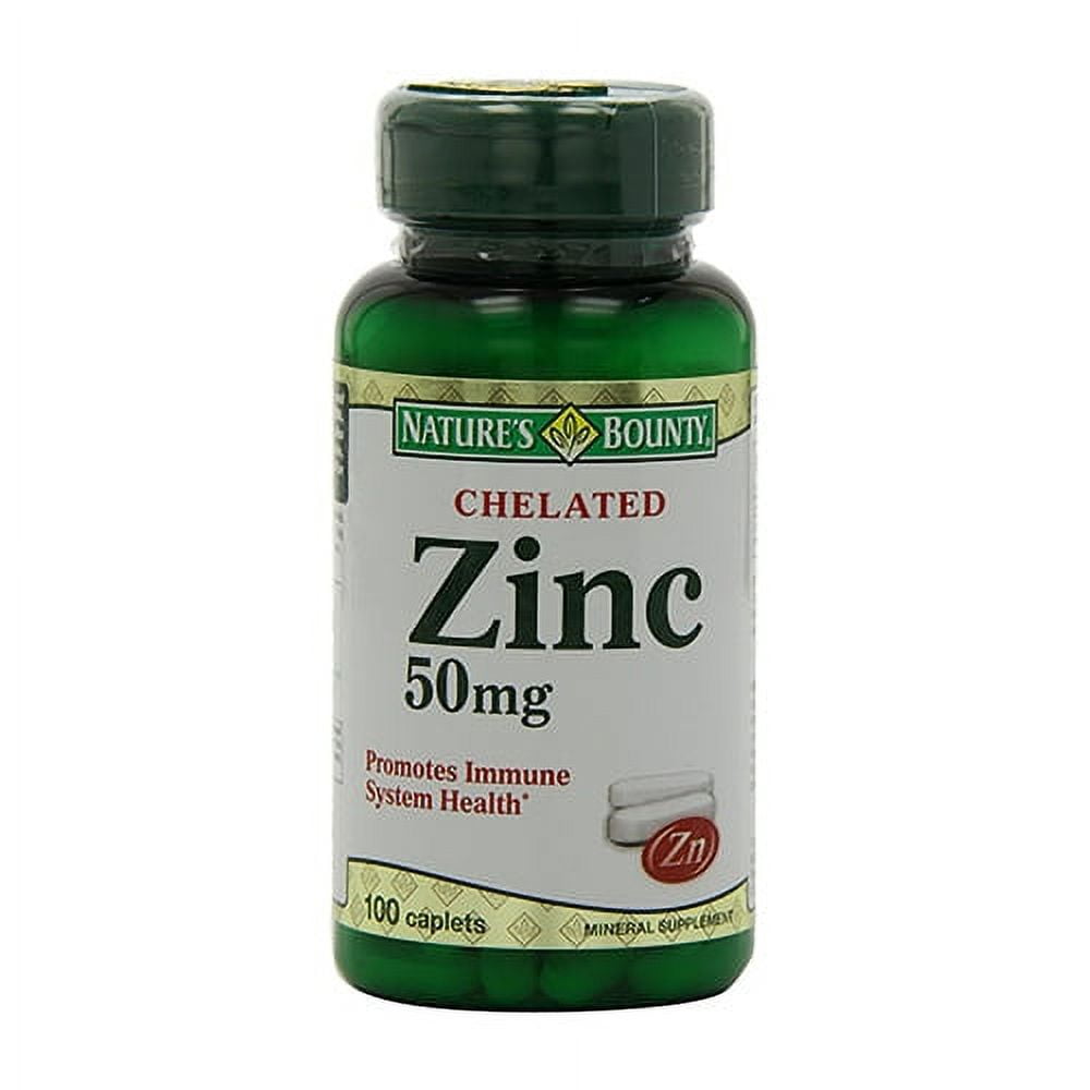 Chelated Zinc Gluconate 50 Mg Caplets, By Natures Bounty 100 Ea, 2