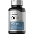 Chelated Zinc Supplement 100mg 250 Tablets Vegetarian Formula by