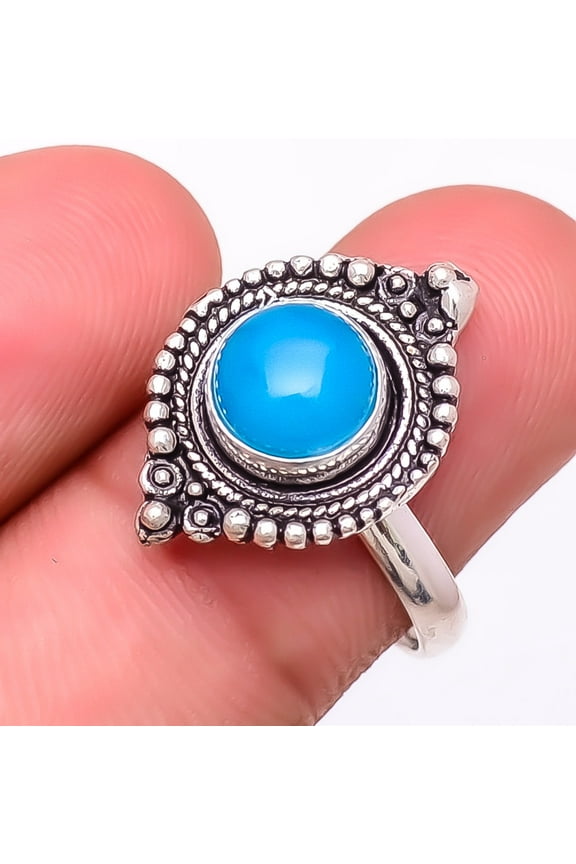 Chelcedony 925 Sterling Silver Jewelry Ring s.9 W3168, Gemstone Silver Jewelry, New Year Sale, Valentin's Day Gift