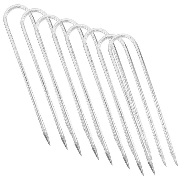 Toyvian Gardening Anchor U-Shaped Steel Stakes for Tent and Lawn 8Pcs