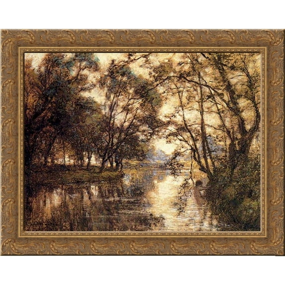 Chelles 23x20 Gold Ornate Wood Framed Canvas Art by L'Hermitte, Leon Augustin