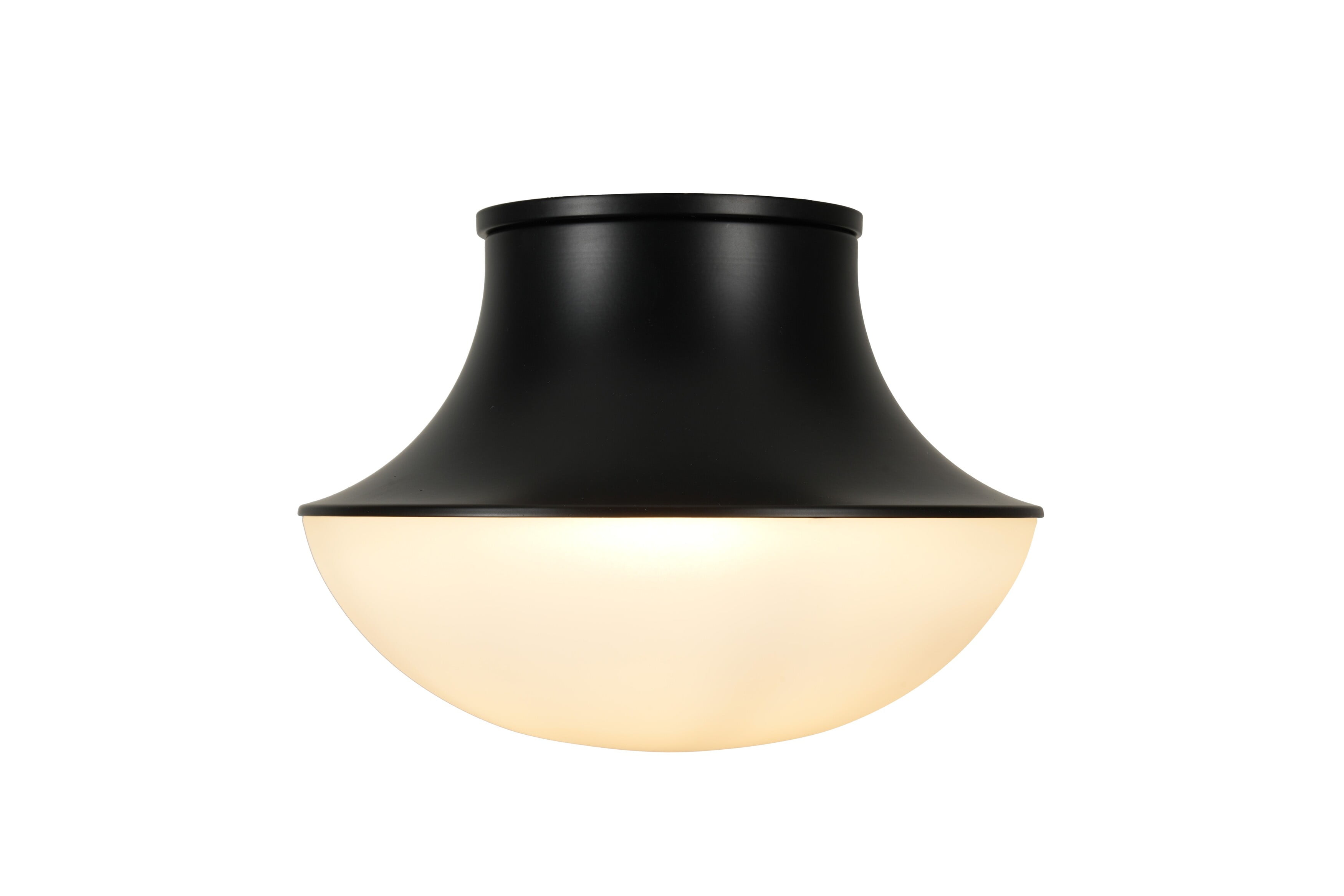 Kenroy Home Chelsea 7'' Flush Mount Ceiling Light Fixture with White Glass Bowl Shade for Entryway, Hallway, Closet, or Bedroom, Black