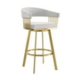 thumbnail image 1 of Chelsea 26" Swivel Counter Stool with Gold Brushed Stainless Steel and Silver Fabric, 1 of 12