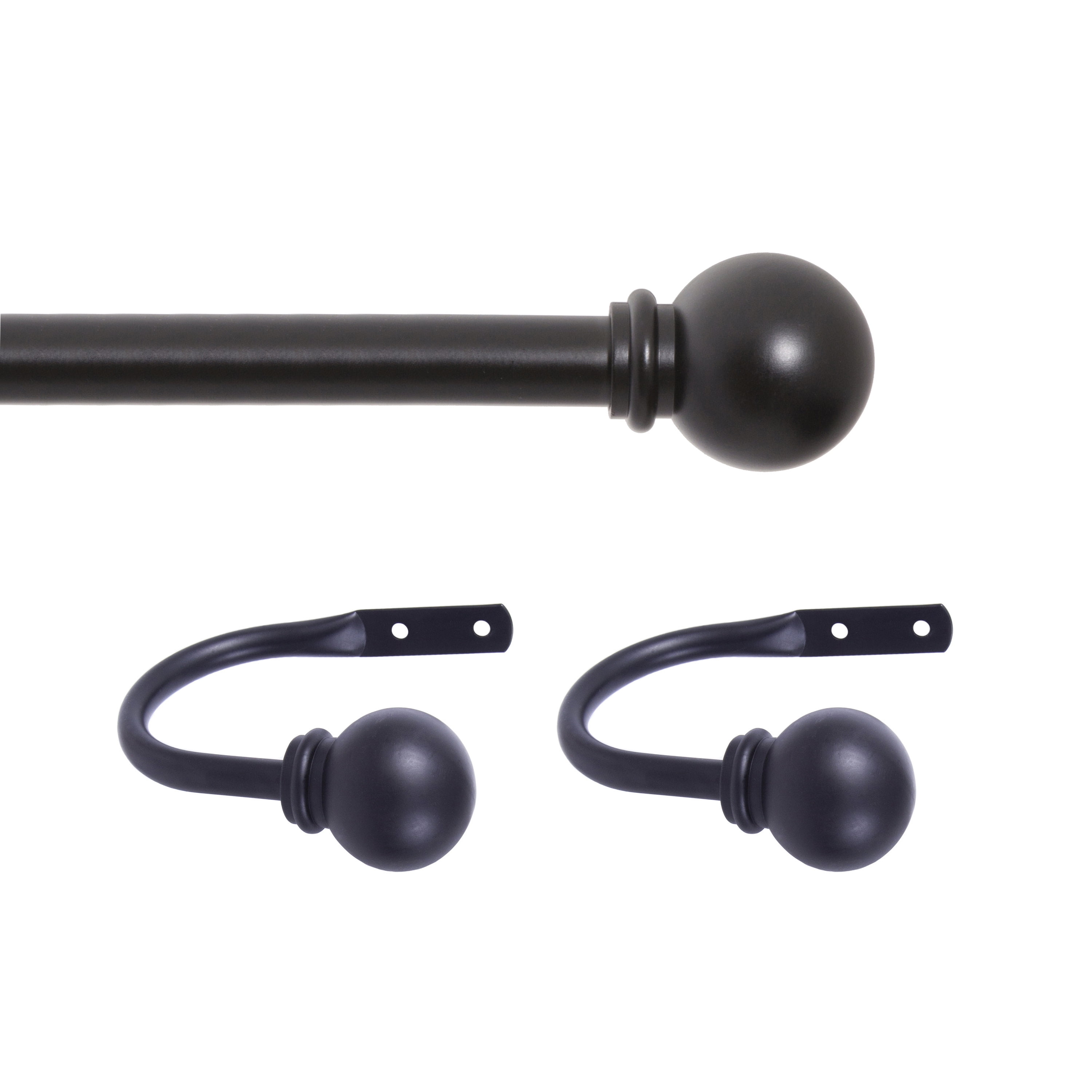 Chelsea 28-48 in. Decorative Curtain Rod & Holdback Set, 5/8 in. Diameter