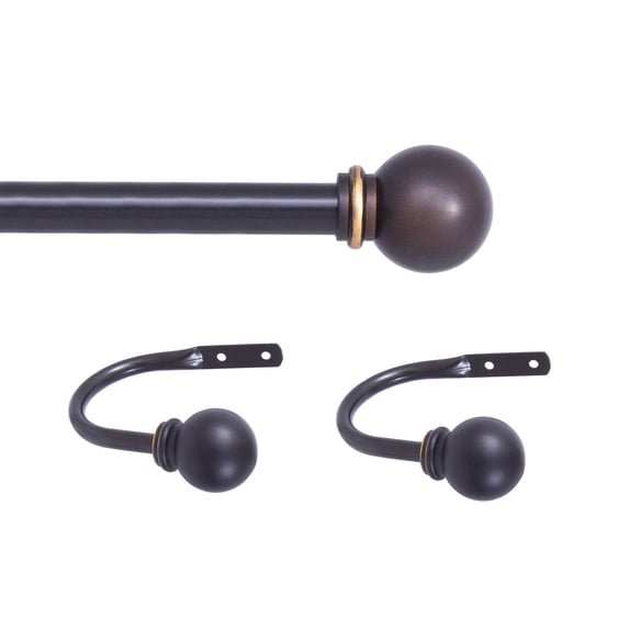 Chelsea 28-48 in. Decorative Curtain Rod & Holdback Set, 5/8 in. Diameter