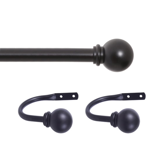 Chelsea 48-86 in. Decorative Curtain Rod & Holdback Set, 5/8 in. Diameter