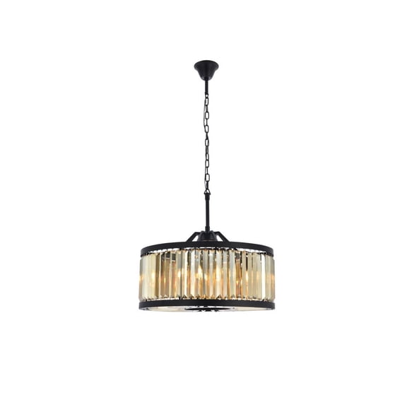 Chelsea 8 light Matte Black Chandelier Golden Teak (Smoky) Royal Cut Crystal