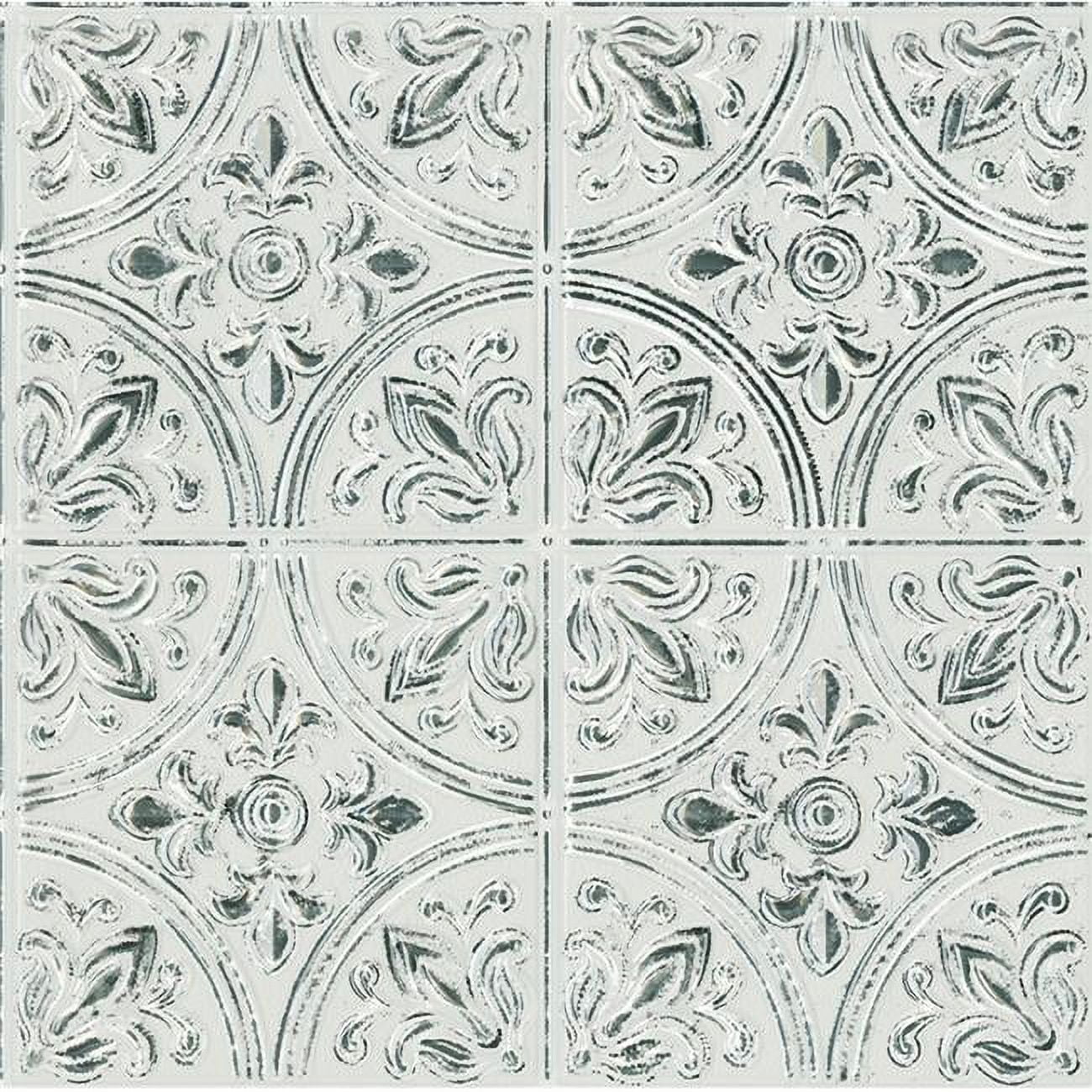 Utensilios 20" x 20" Antique White Tin Tiles for Kitchen 4 Pack