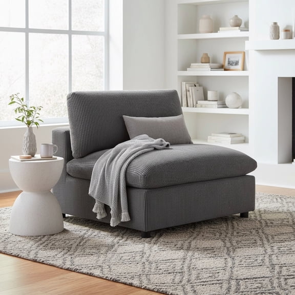 Chelsea Armless Chair - Charcoal Corduroy