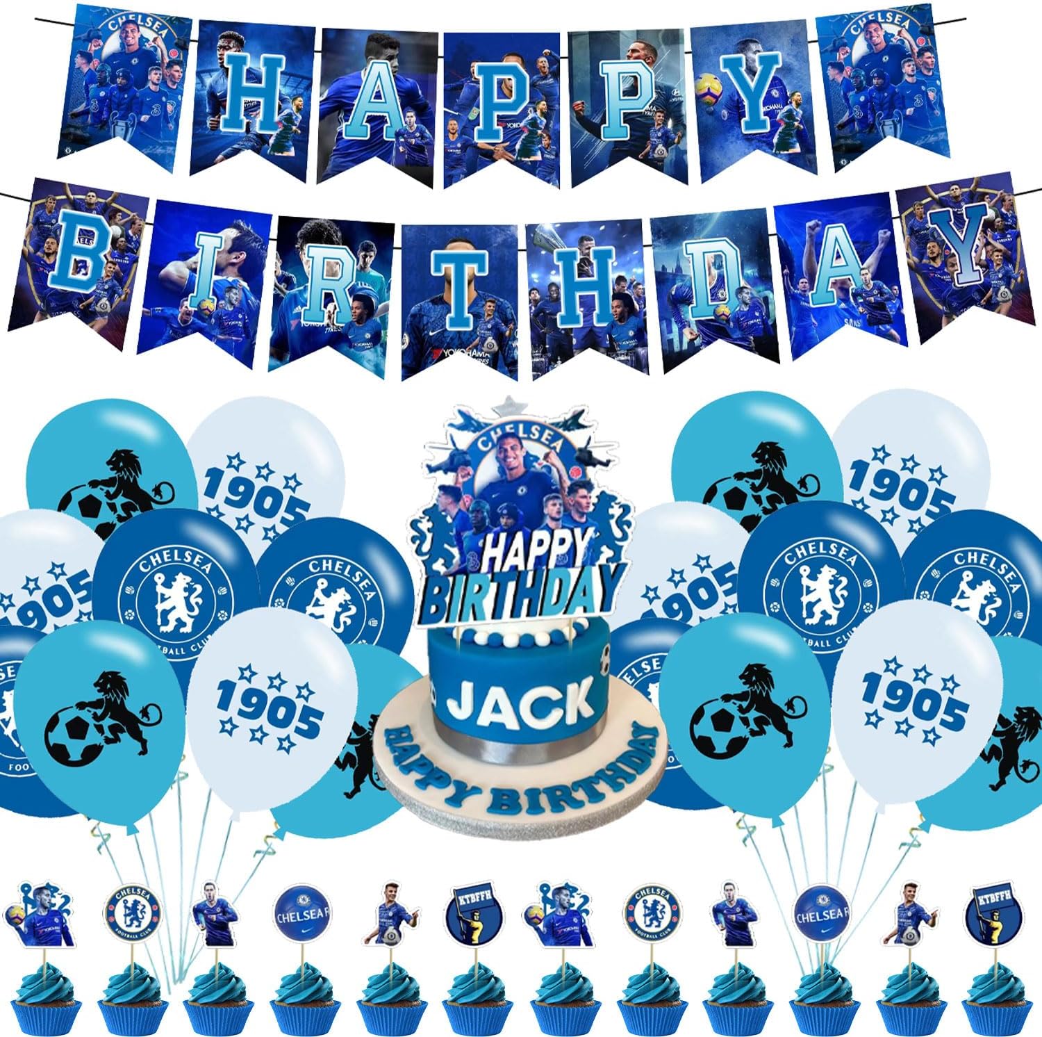 Chelsea Birthday FC Party Decorations Football Club Themed Supplies