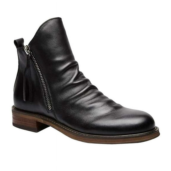 Chelsea Boots High Top Vintage PU Leather Round Toe Flat Short Boots Hiking Boots Work Boots