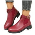 thumbnail image 1 of Chelsea Boots Women Stretch Slip on Round Toe Low Heel Ankle Booties Buckle Ankle Strap Fall Winter Casual Dress Boots, 1 of 7