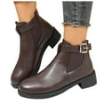 thumbnail image 1 of Chelsea Boots Women Stretch Slip on Round Toe Low Heel Ankle Booties Buckle Ankle Strap Fall Winter Casual Dress Boots, 1 of 7